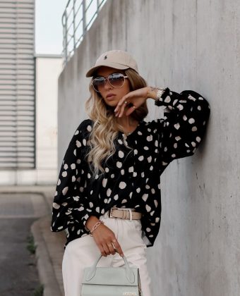 koszula czarna w kropki